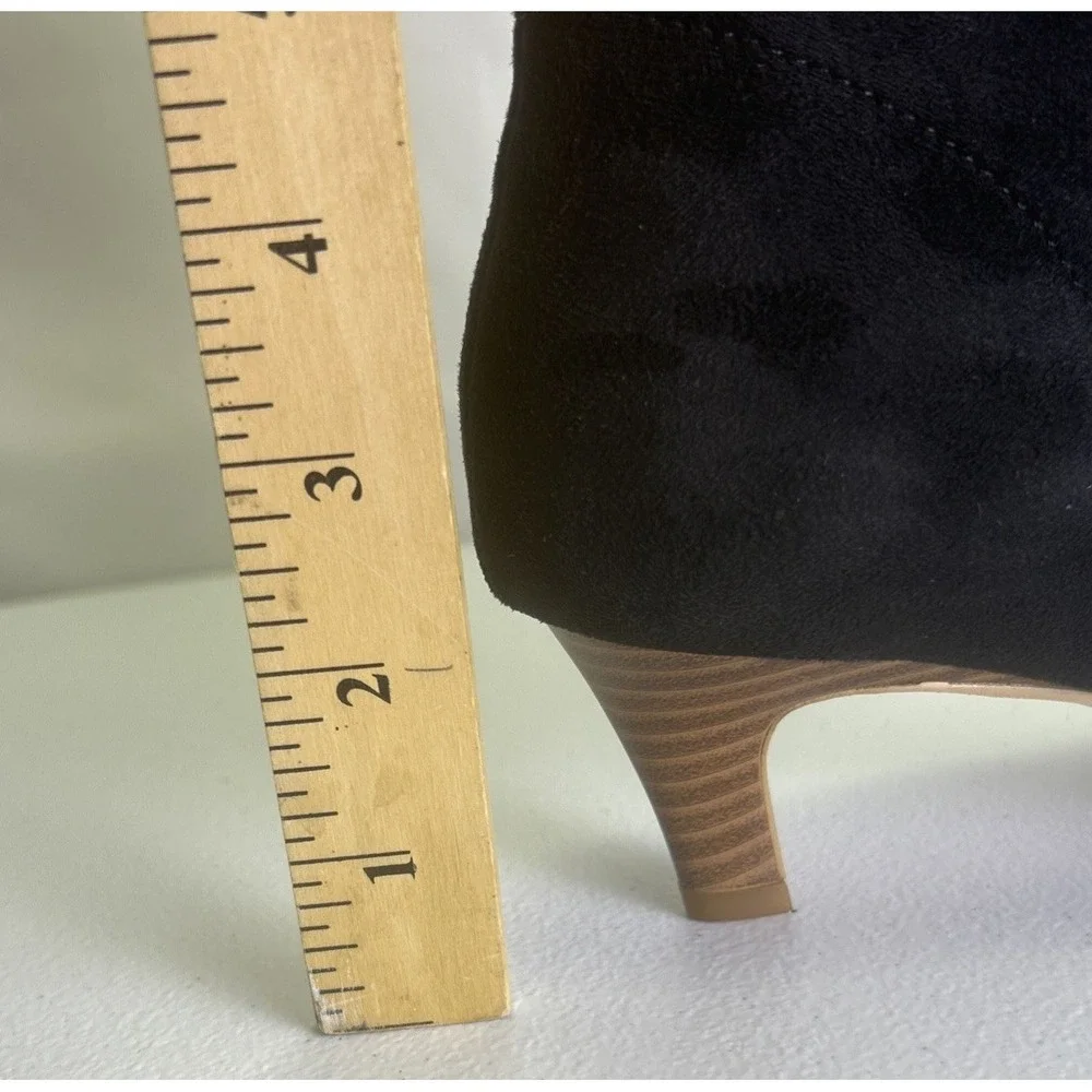 Coutgo Black Suede Knee High Boots Size 8.5 NIB Pointed Toe Kitten‎ Heel